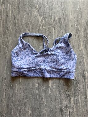 Athleta Purple Blue Leopard Print Strappy Sports Bra